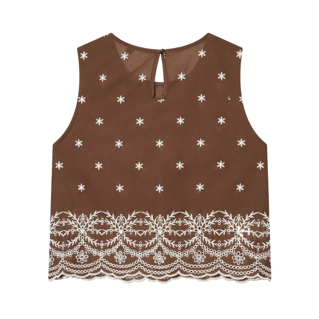 suit Women's 2 pieces hollowed out embroidered top+Skirts