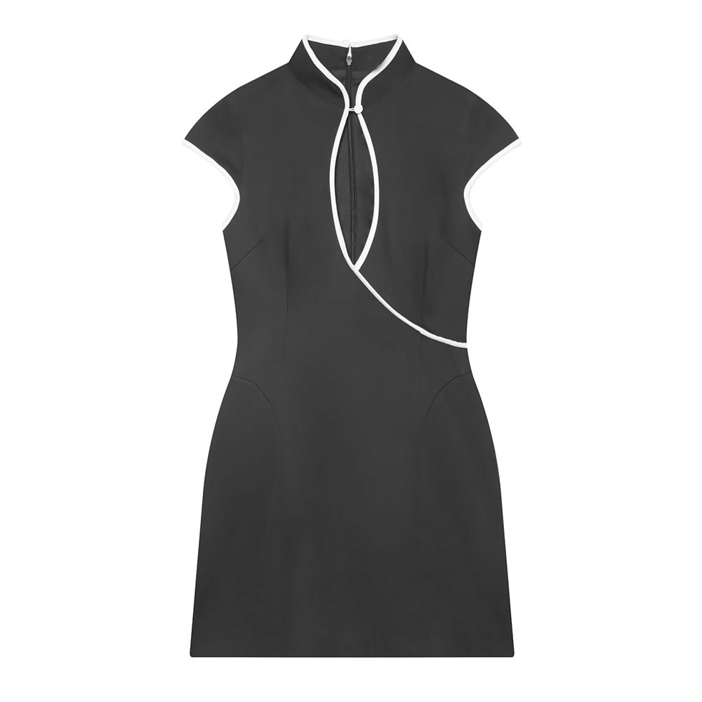 Women's contrasting color trimmed mini dress