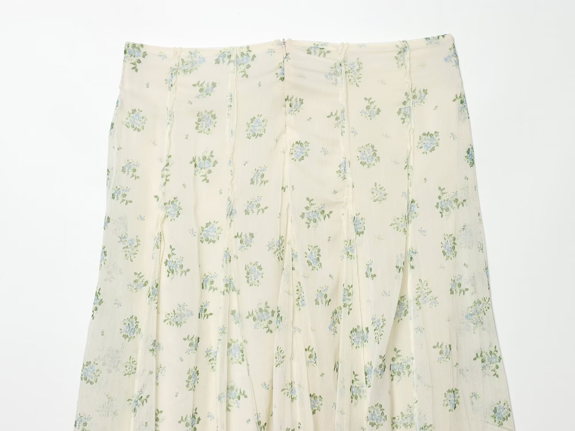suit Women's 2 pieces chiffon floral A-line MIDI skirt+floral top