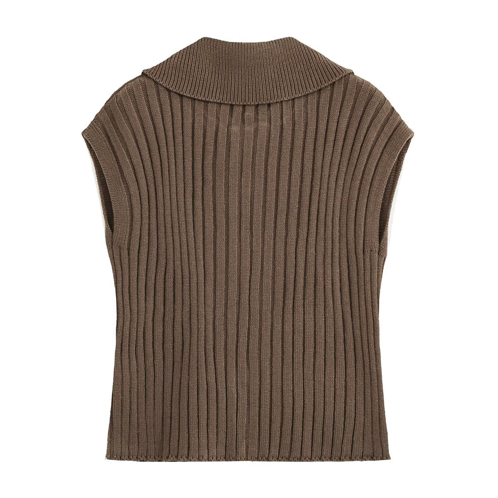 Women's sleeveless ribbed knitted vest