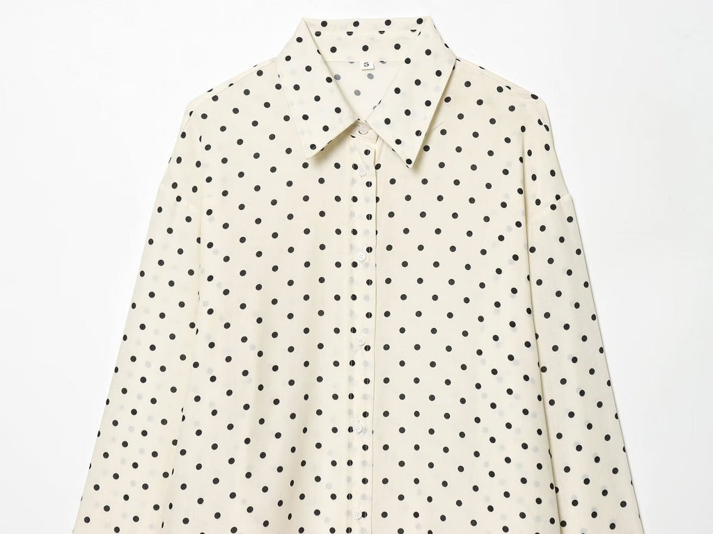 Women's retro polka dot casual Lapel shirt