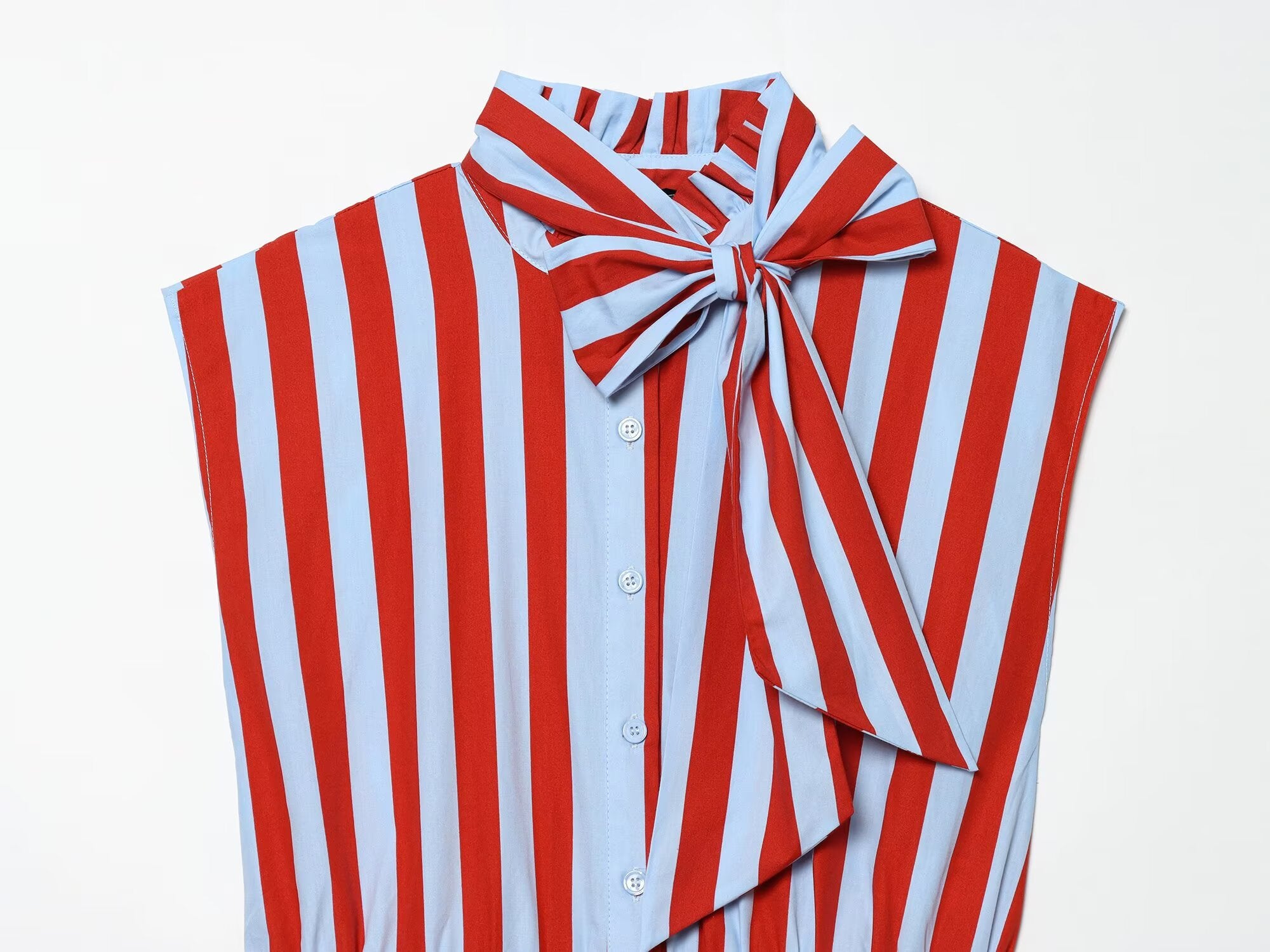 suit Women's 2 pieces bow decoration striped shirt+skirt