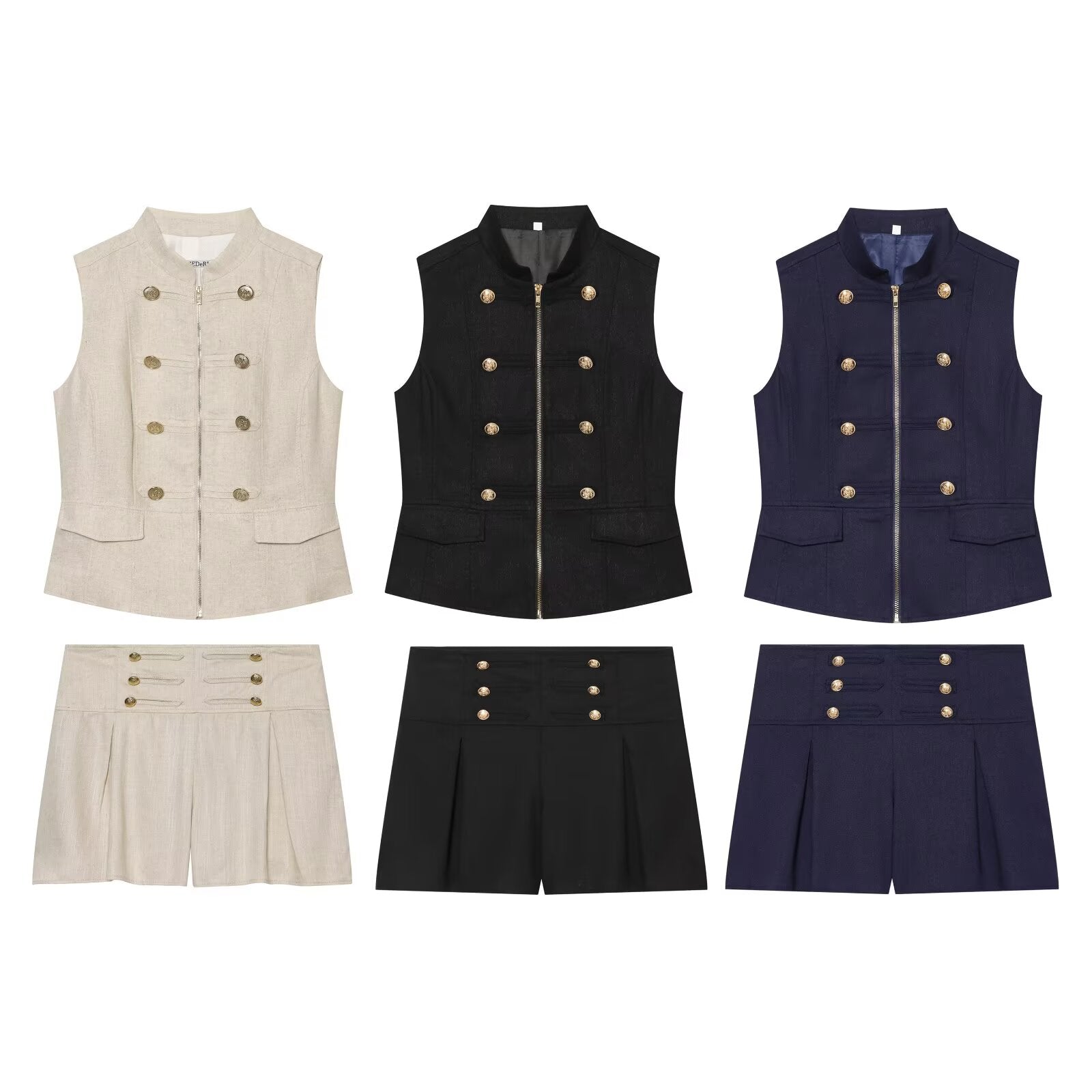 suit Women's 2 pieces rope knot decoration slim vest+shorts