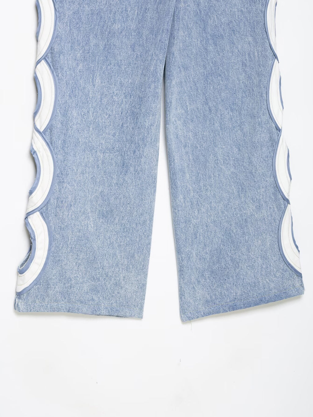 Women's hollow design high waisted straight jeans