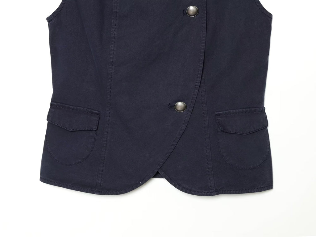 suit Women's 2 pieces breasted decorative vest style top+skirt