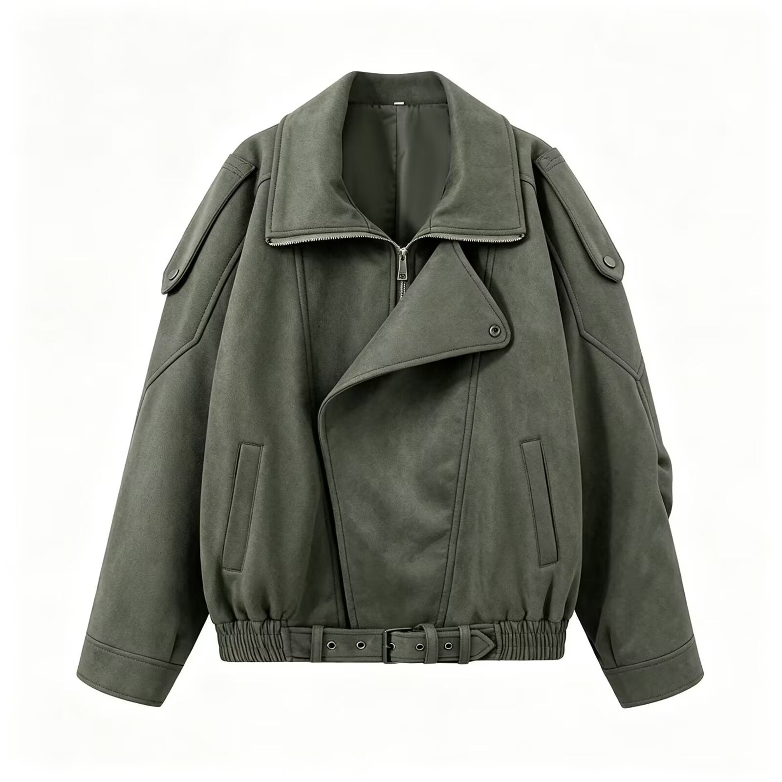 Women's loose Lapel Faux Leather suede jacket Coat