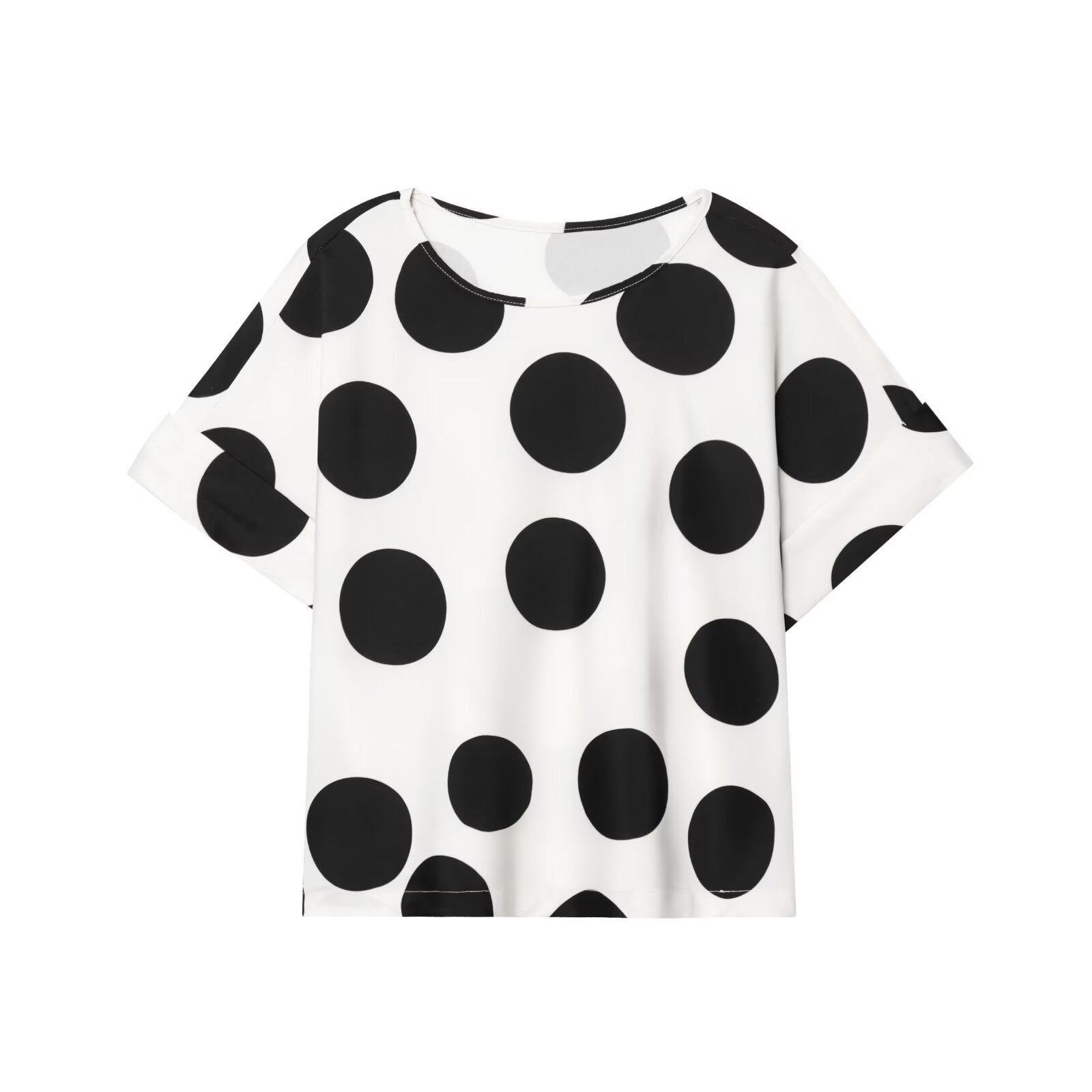suit Women's 2 pieces O Neck short sleeved polka dot top+Pants