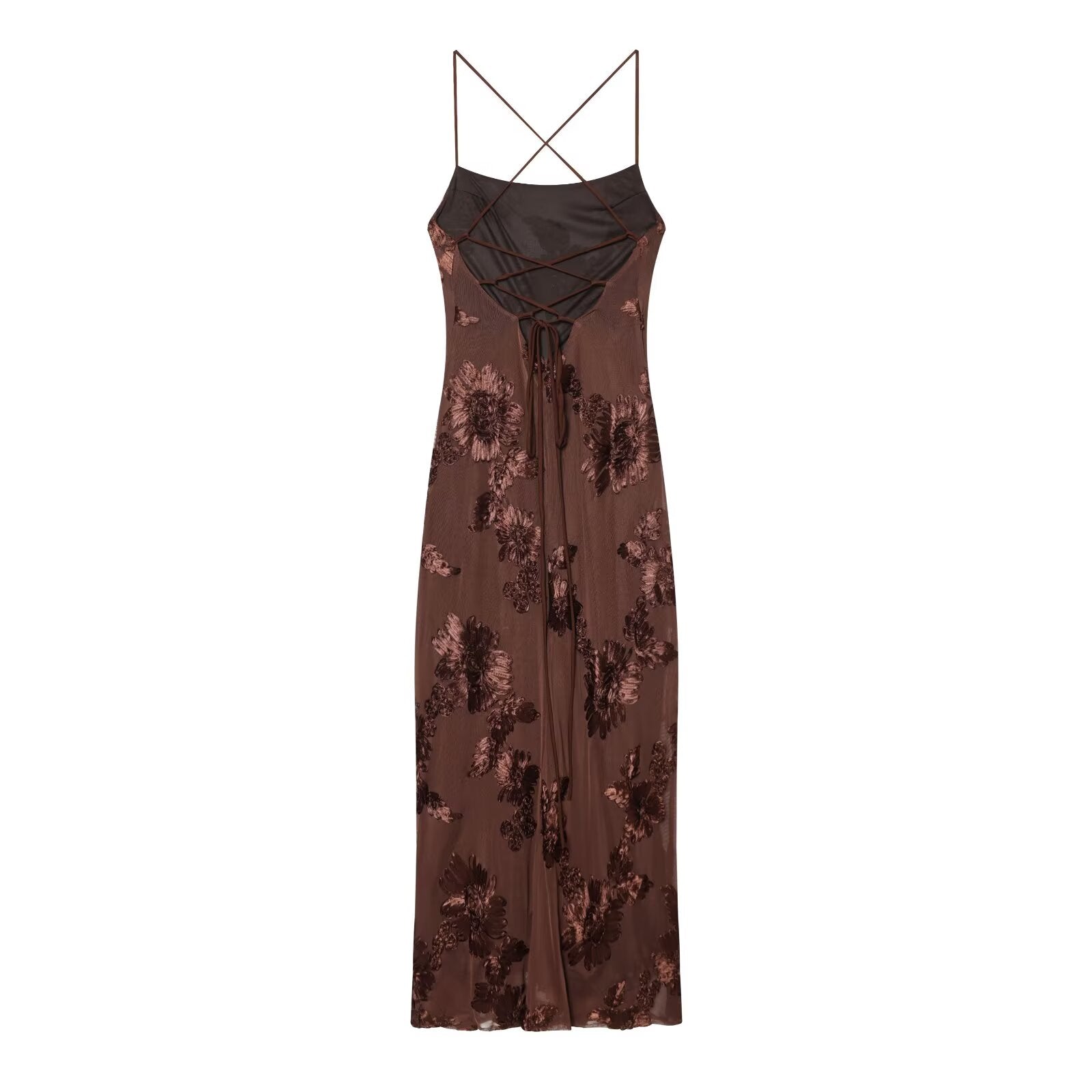 Women's embroidered floral backless MIDI dress