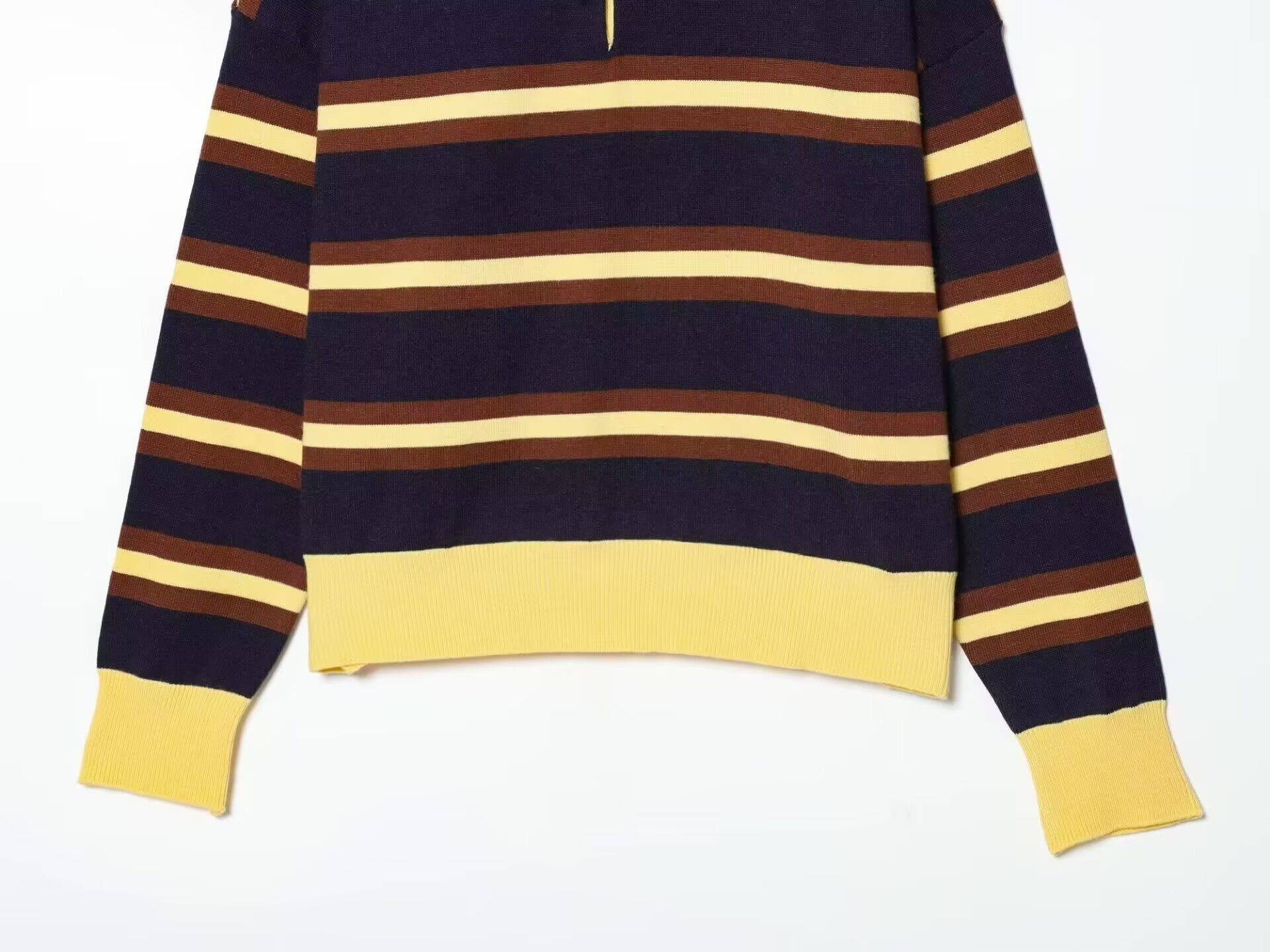 Women's casual striped knitted polo shirt