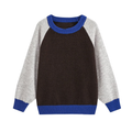 Women's round neck color blocked knitted sweater