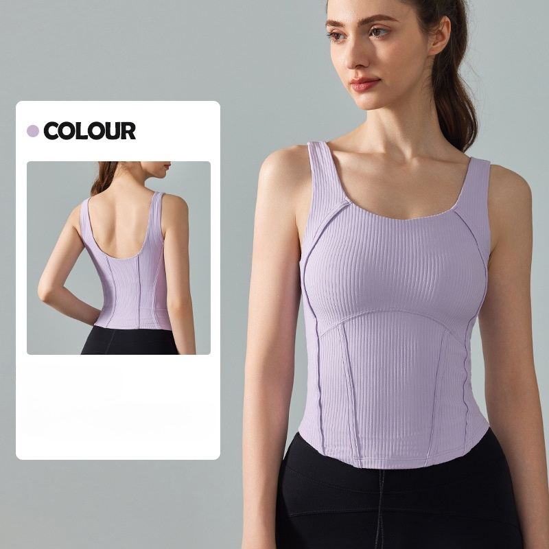 LU Women's new yoga vest with chest pad and waist suture