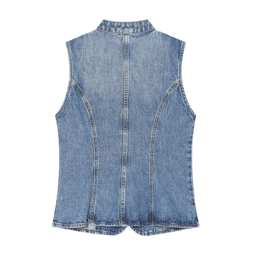 Women's Breasted decorative denim top
