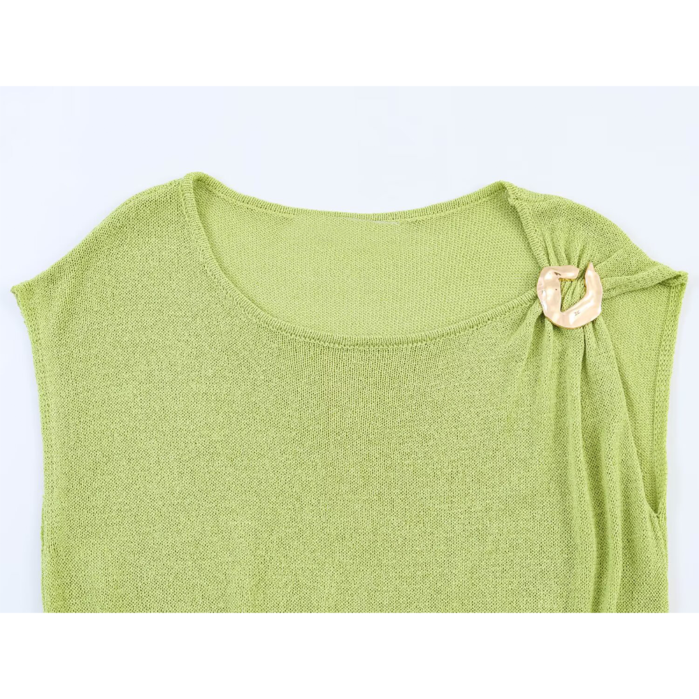 Women's knot decoration sleeveless knitted top