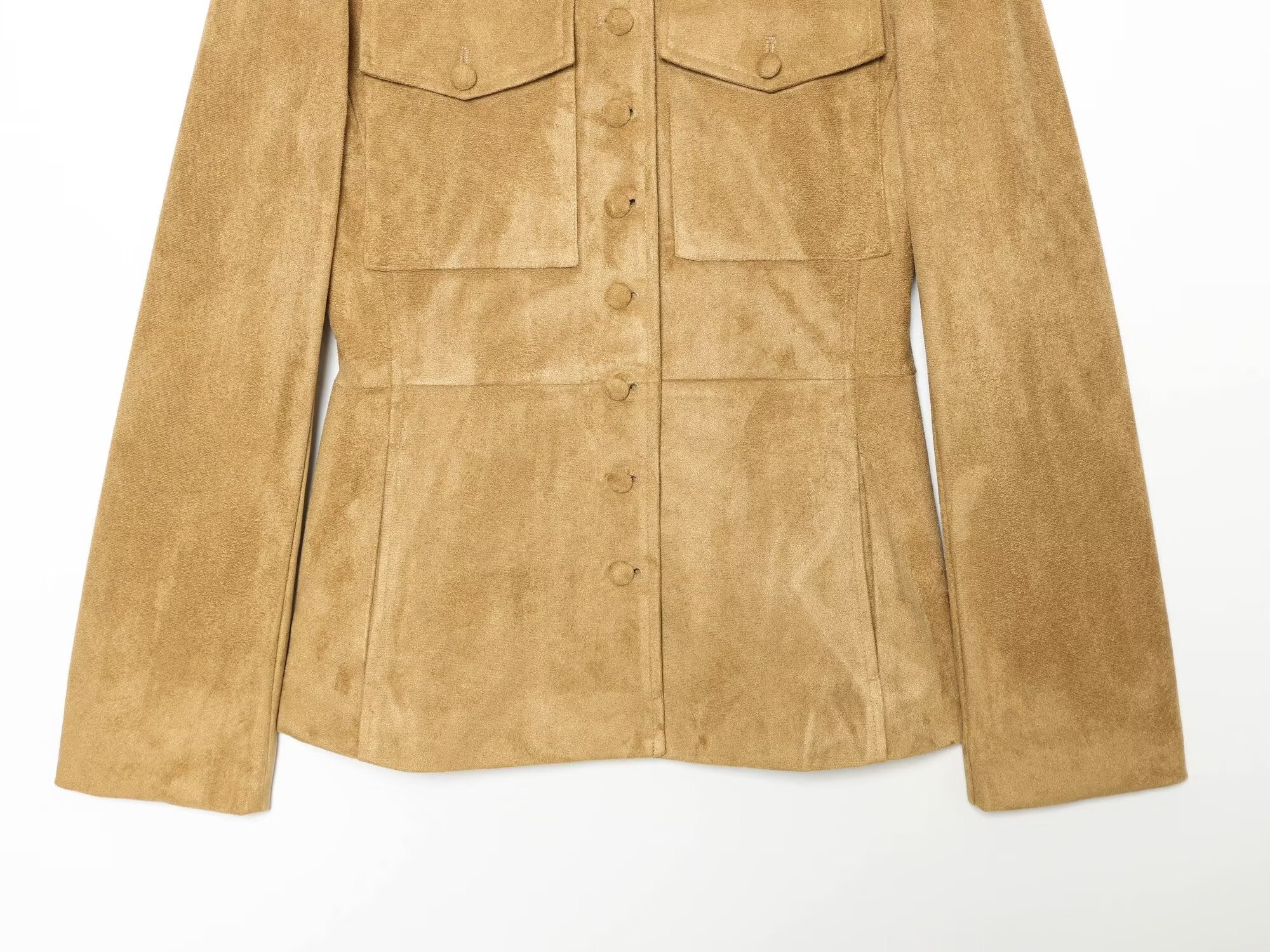 Women's suede textured leather bag buckle jacket Coat