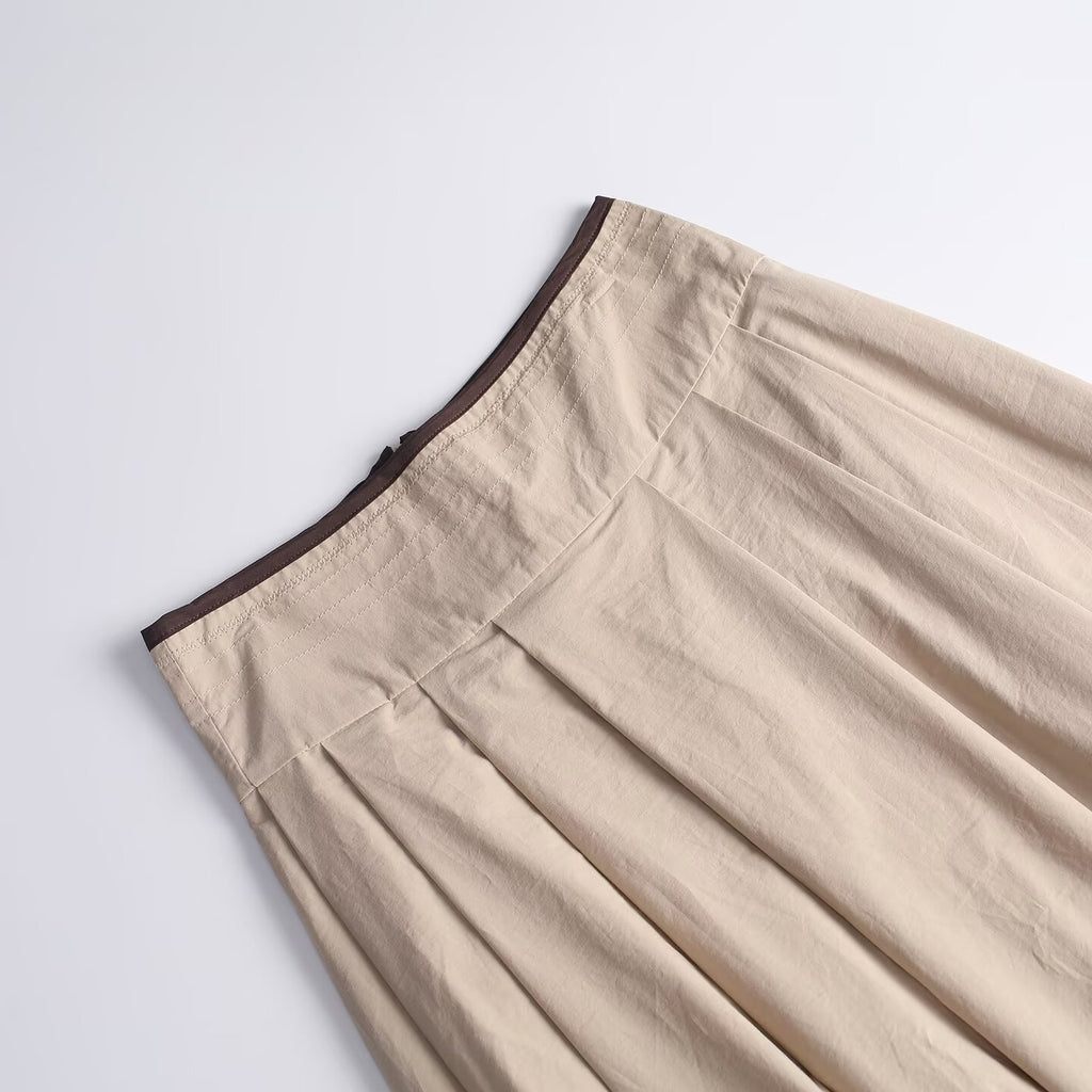 Women's Casual Cotton High-Waisted pleated Skirt