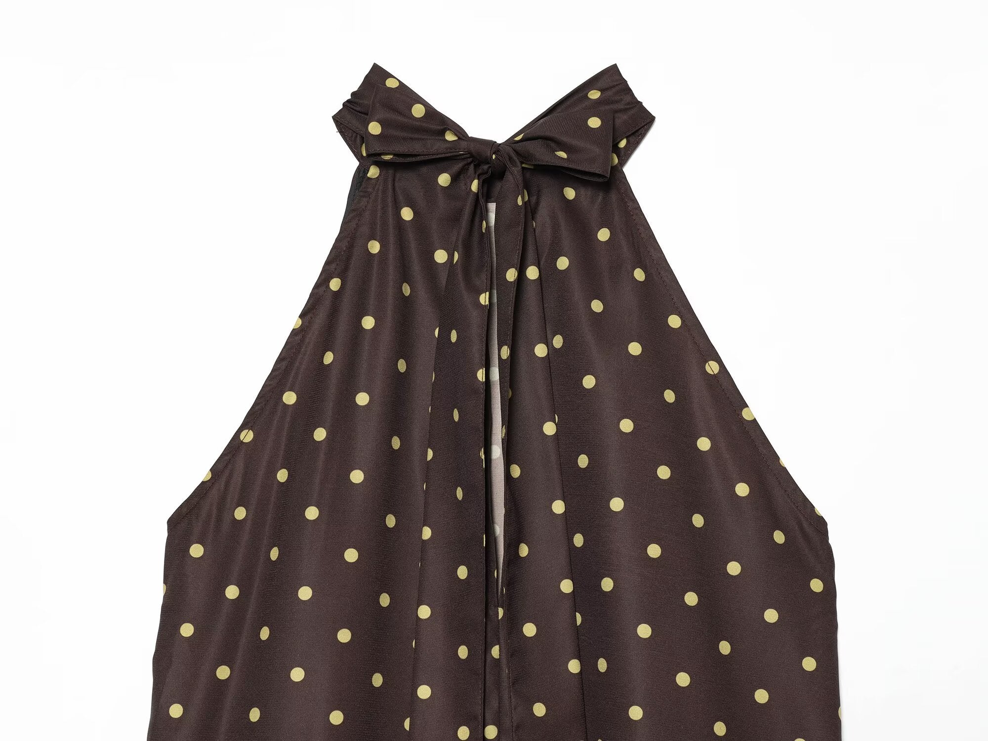 Women's polka dot hanging neck MIDI dress