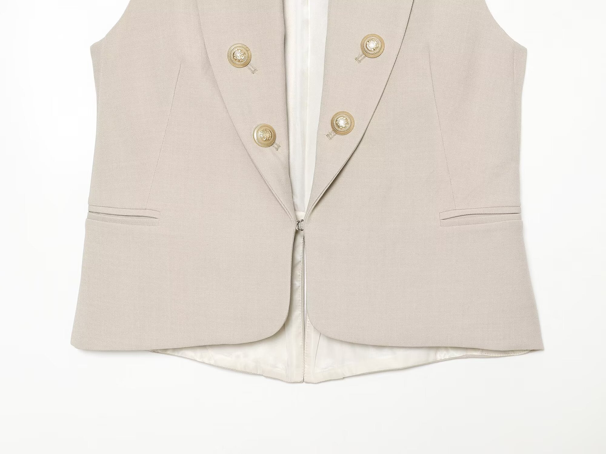Women's button decoration stand collar vest
