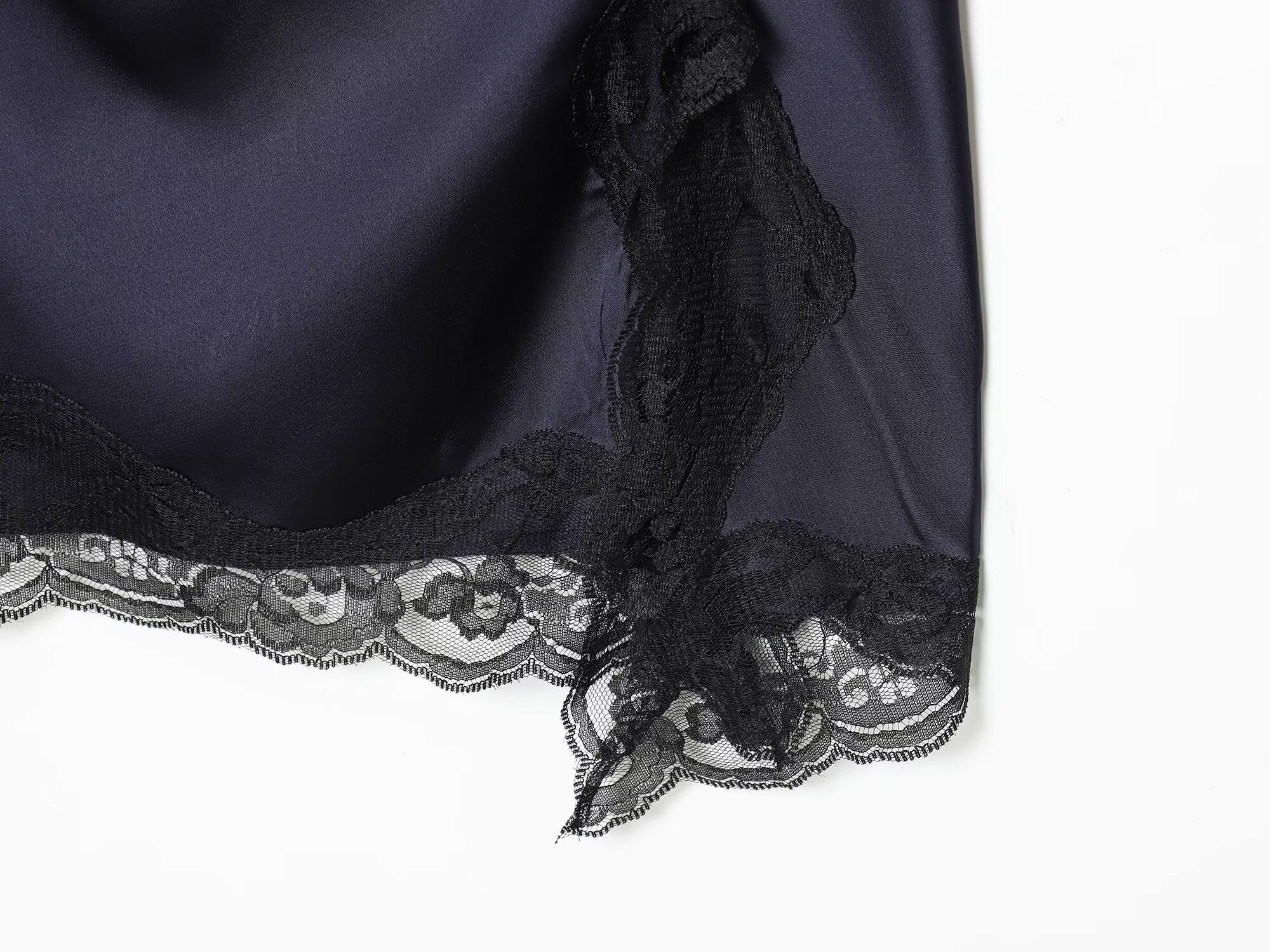 Women's lace patchwork satin texture mini dress