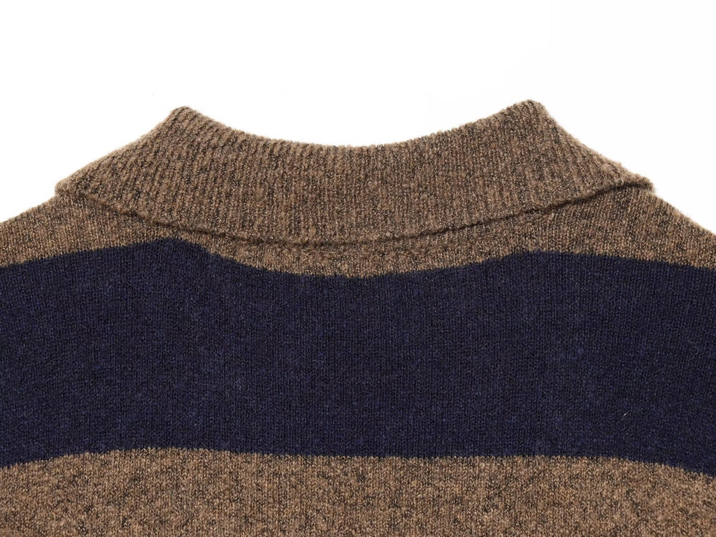 Women's comfortable Lapel striped knitted Coat