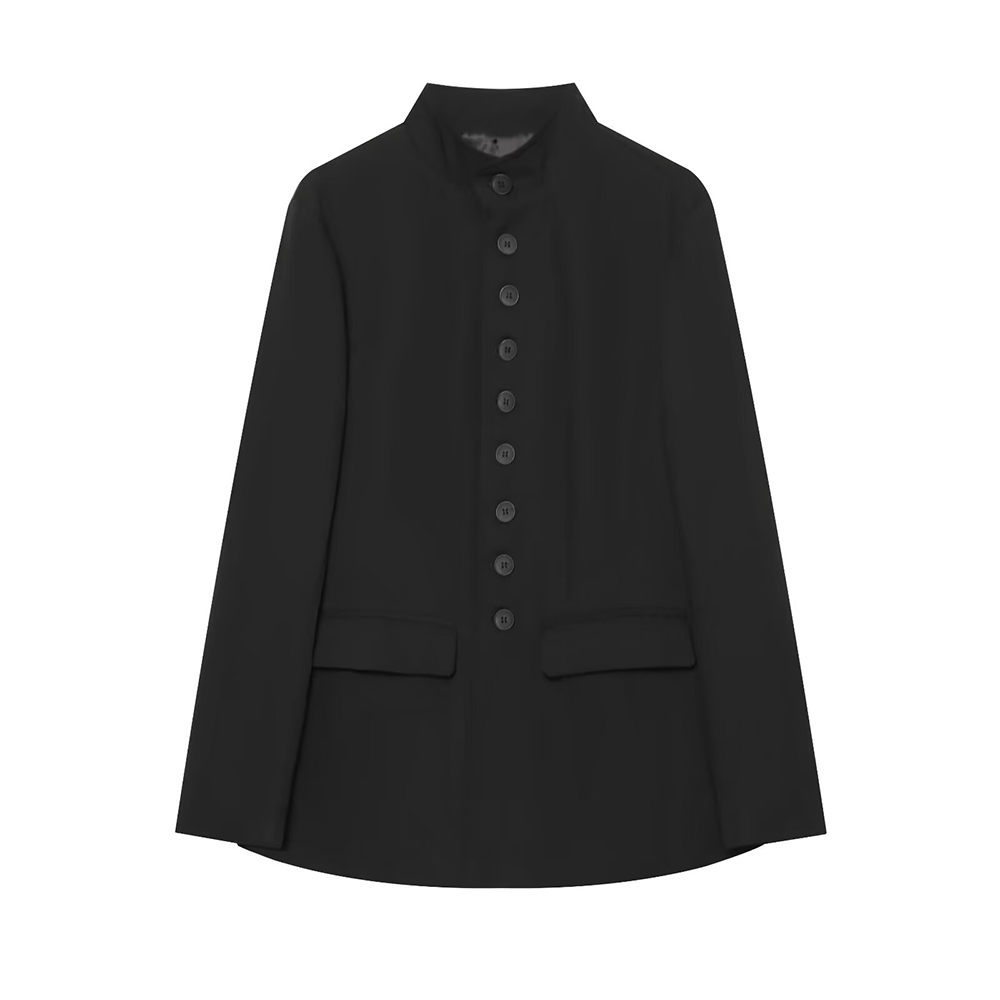 Women's casual stand collar waist cinched Blazer Coat