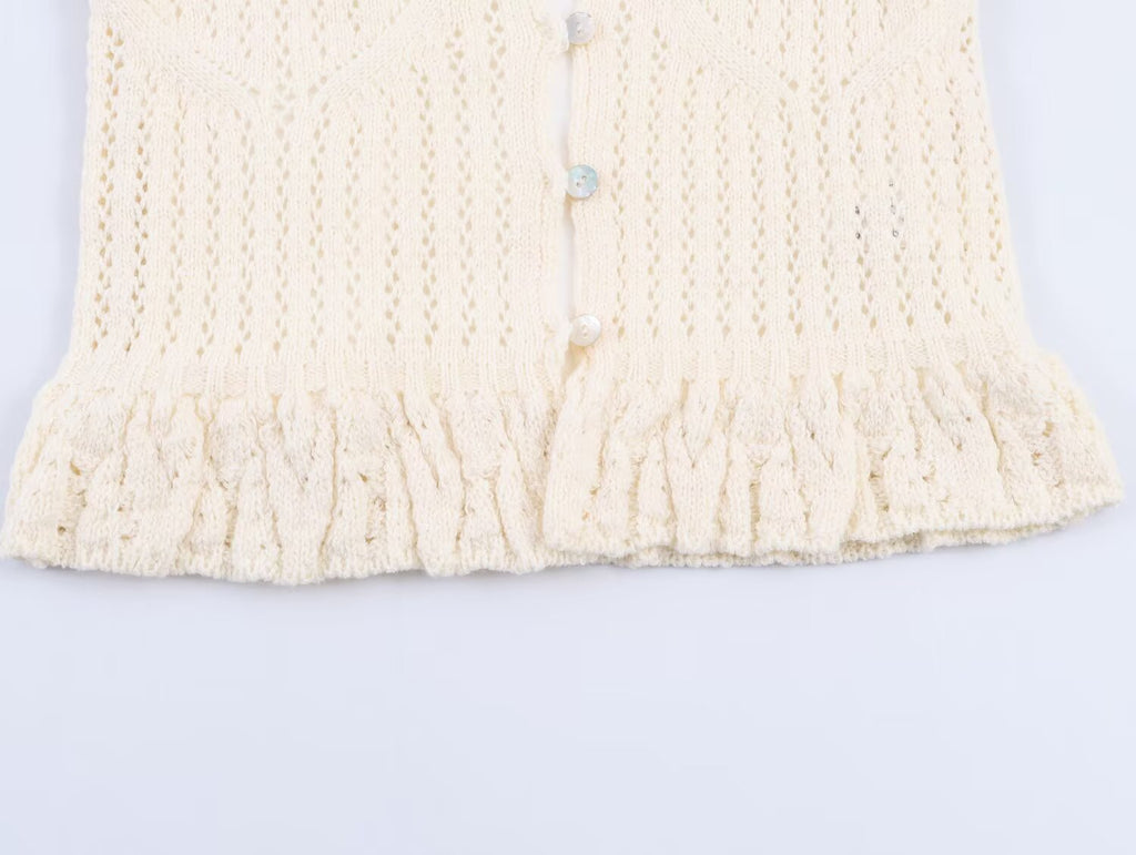 Women's casual hollow texture two-piece style knitted top