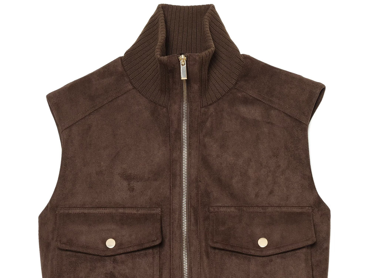 Women's sleeveless suede texture effect vest