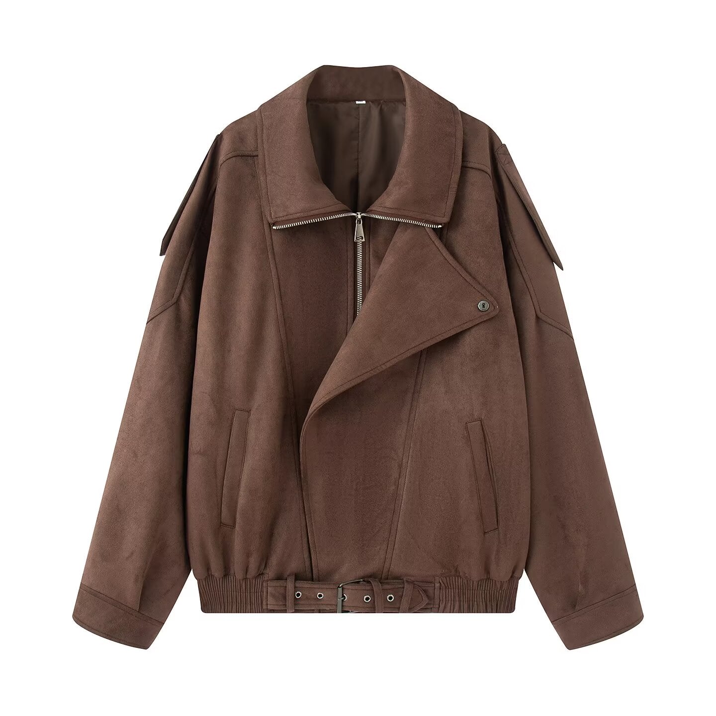 Women's loose Lapel Faux Leather suede jacket Coat