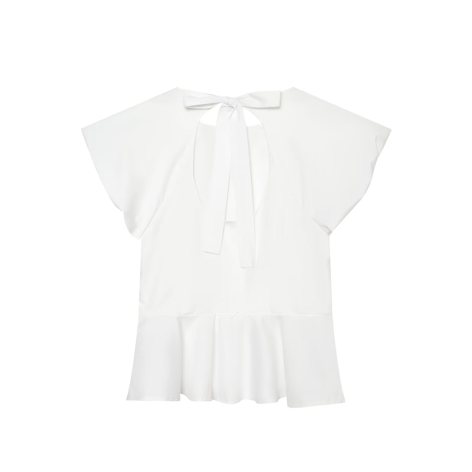 Women's backless bow decoration poplin top