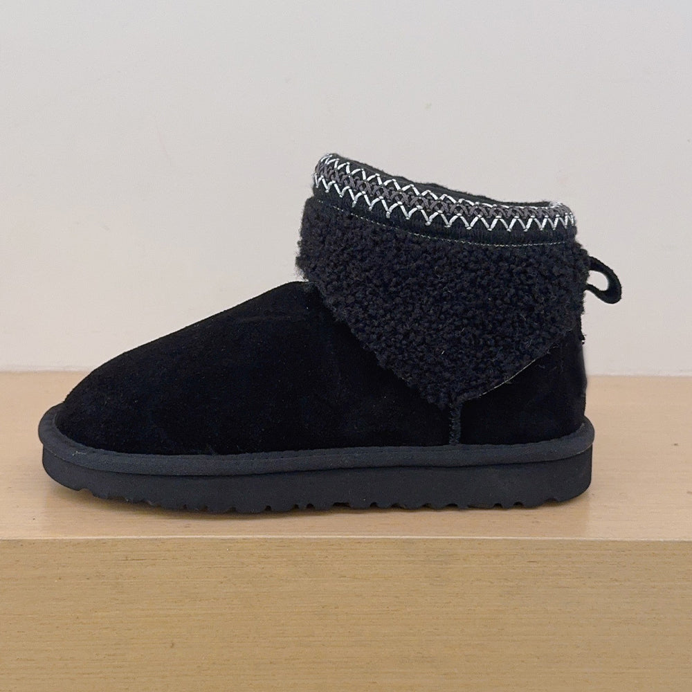 Women's new short tube lambswool lace cotton shoes snow boots