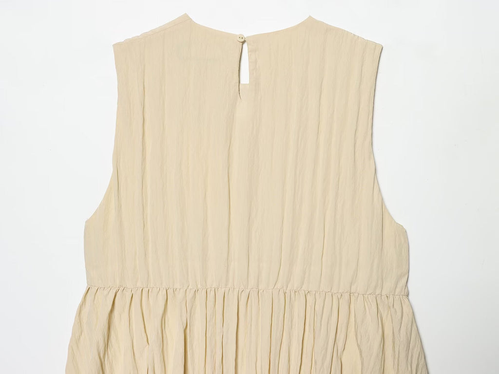 Women's balloon version pleated mini dress