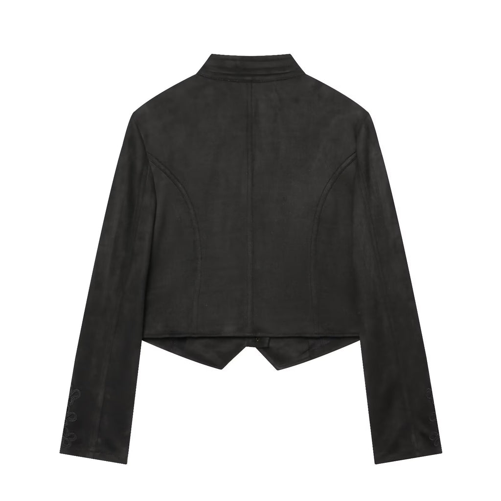 Women's suede textured rope knot buckle Coat
