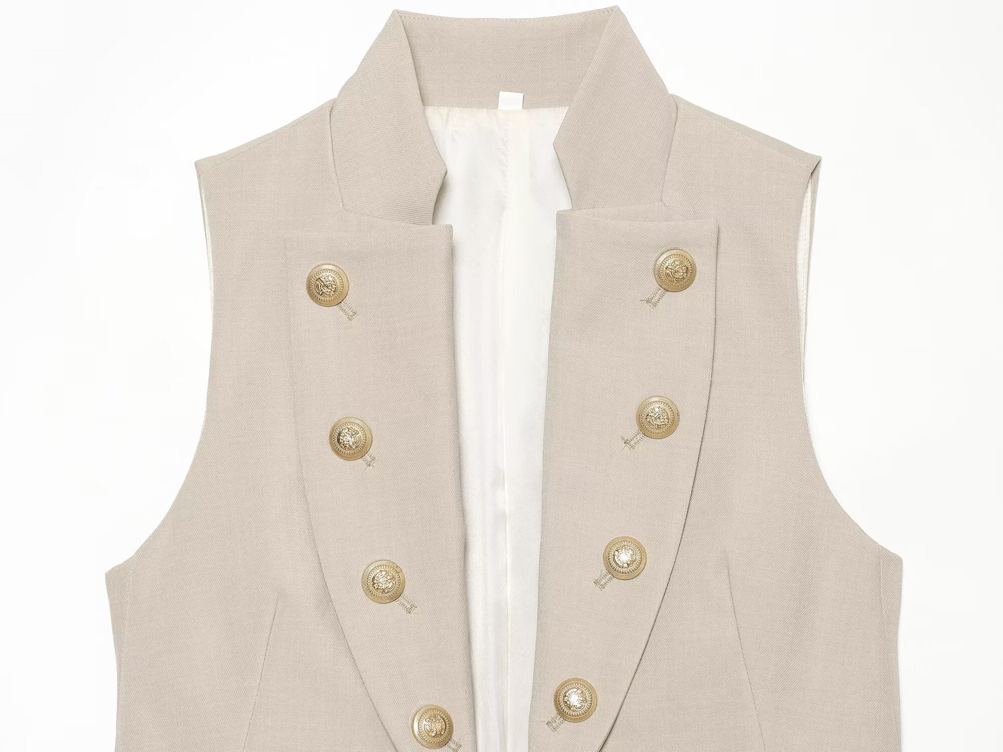 Women's button decoration stand collar vest