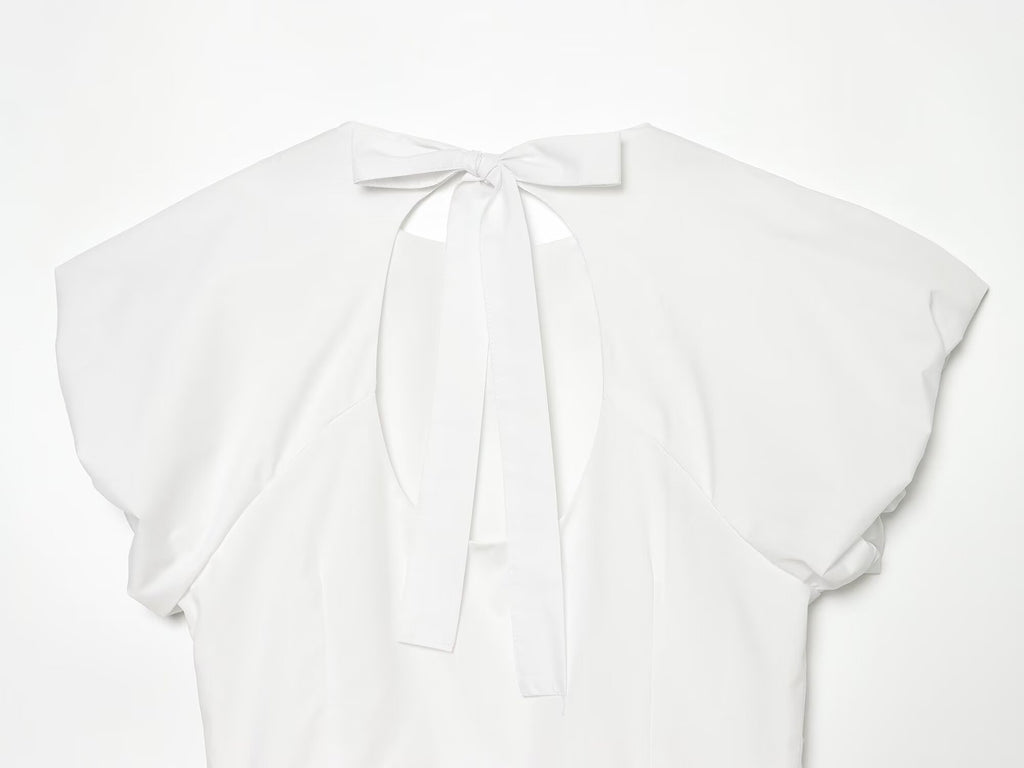 Women's backless bow decoration poplin top