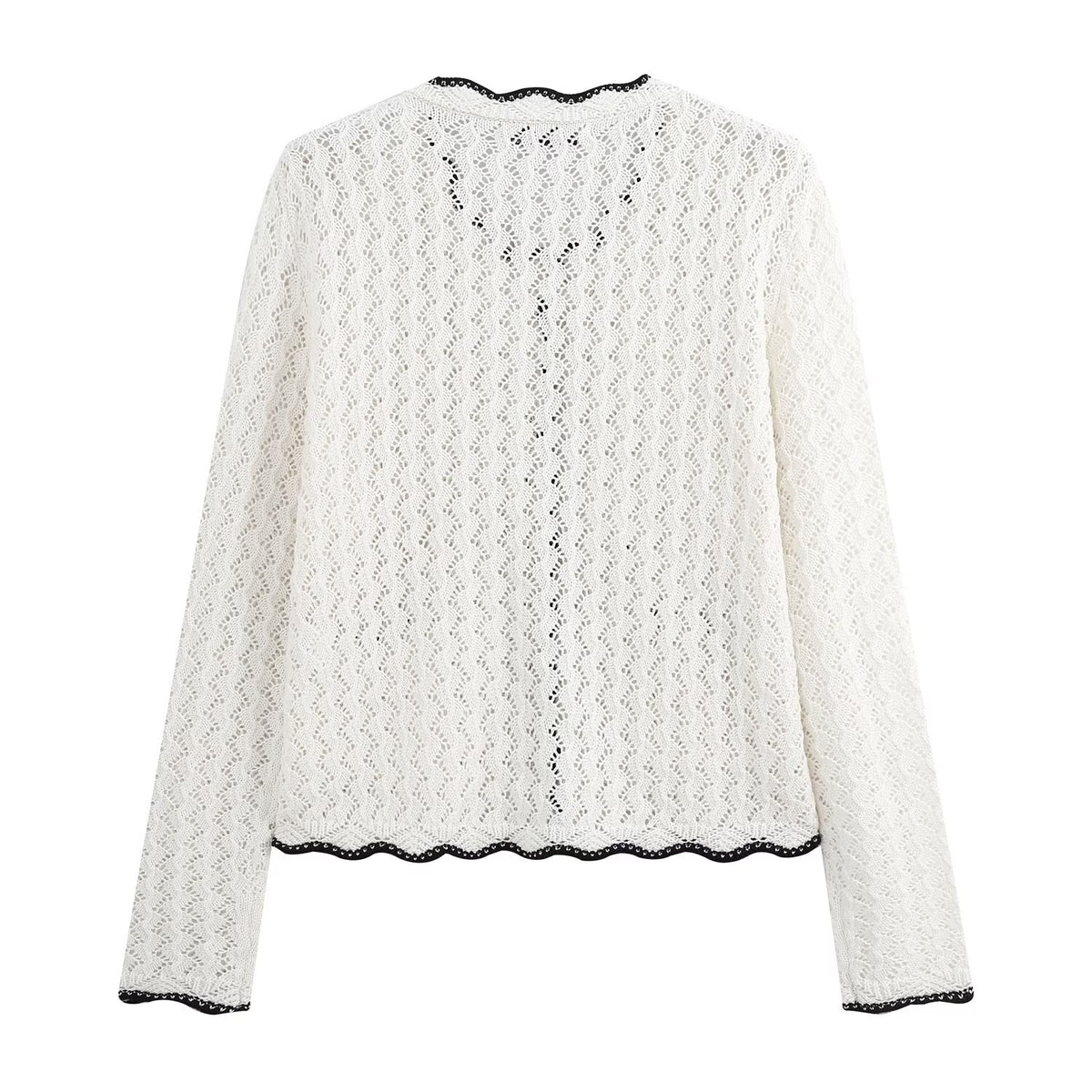 Women's hollowed out jacquard knitted cardigan