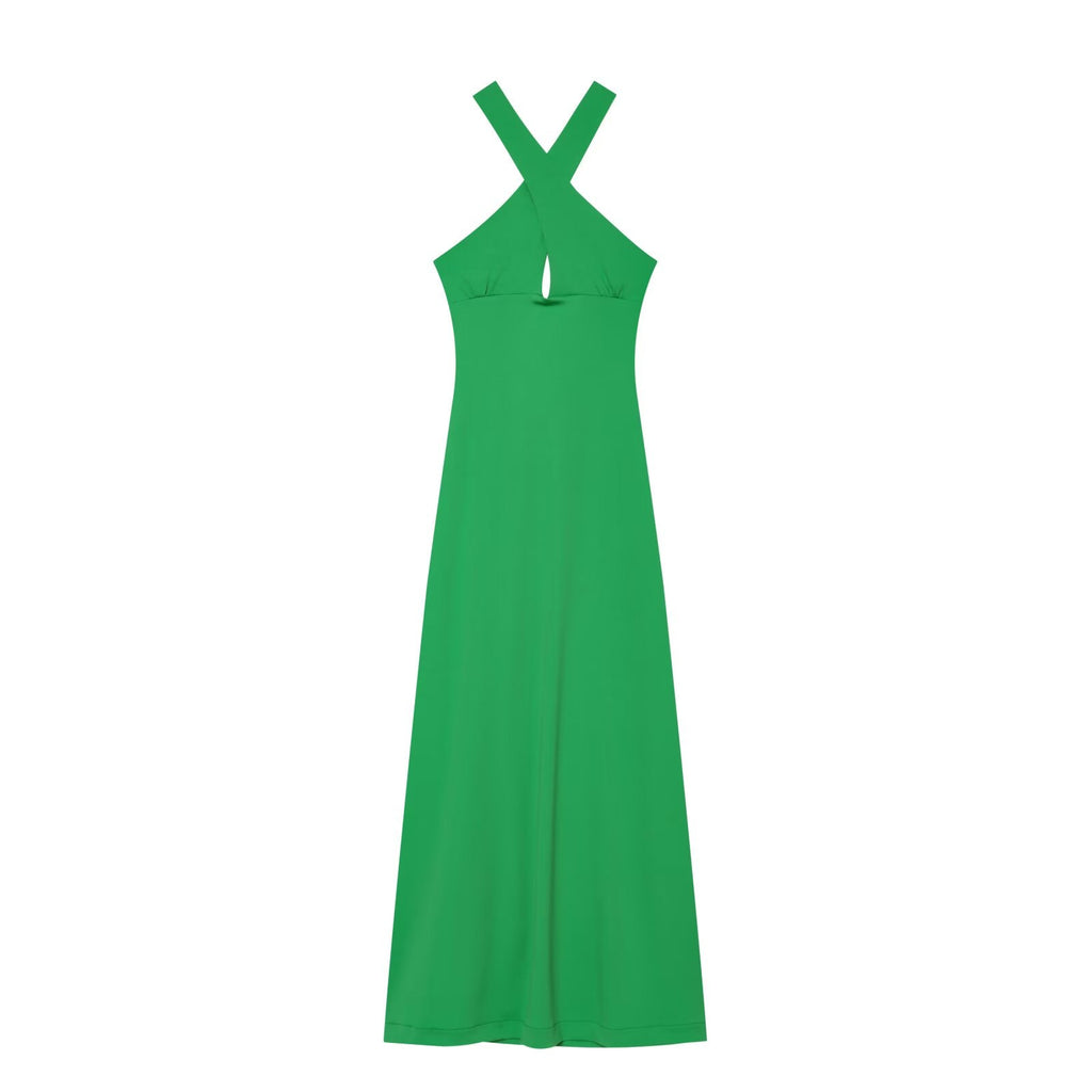 Women's sexy sleeveless draped MIDI dress