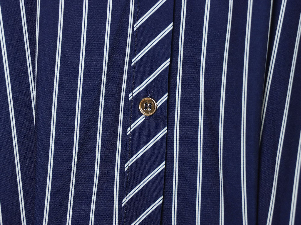 Women's with belt striped shirt style dress