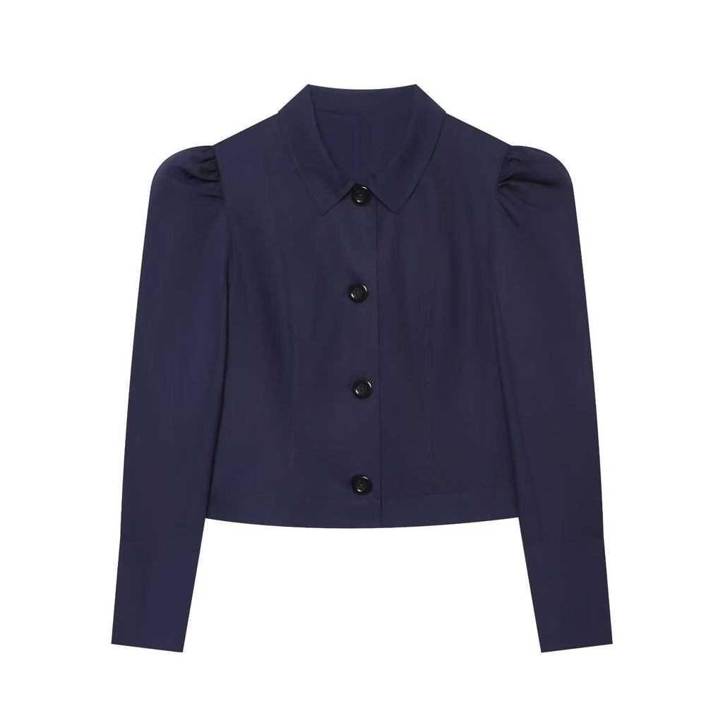 Women's pleated shoulder short Blazer Coat