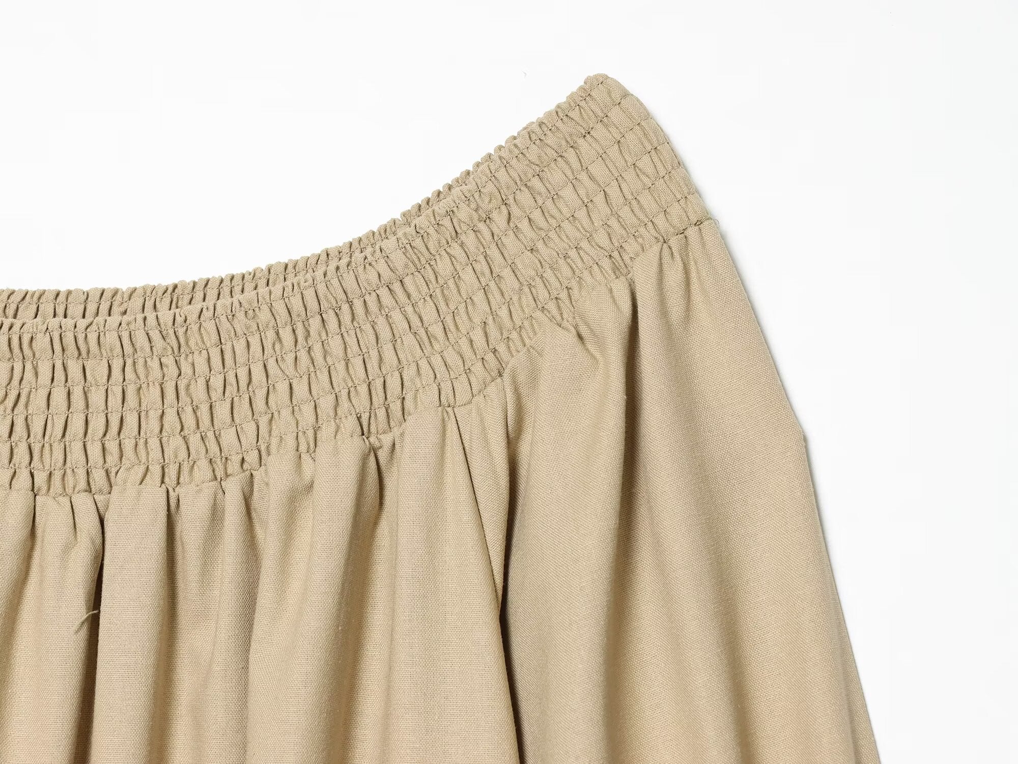 Women's off shoulder linen blended MIDI dress