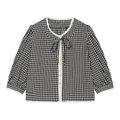 Women's crochet spliced short plaid Coat