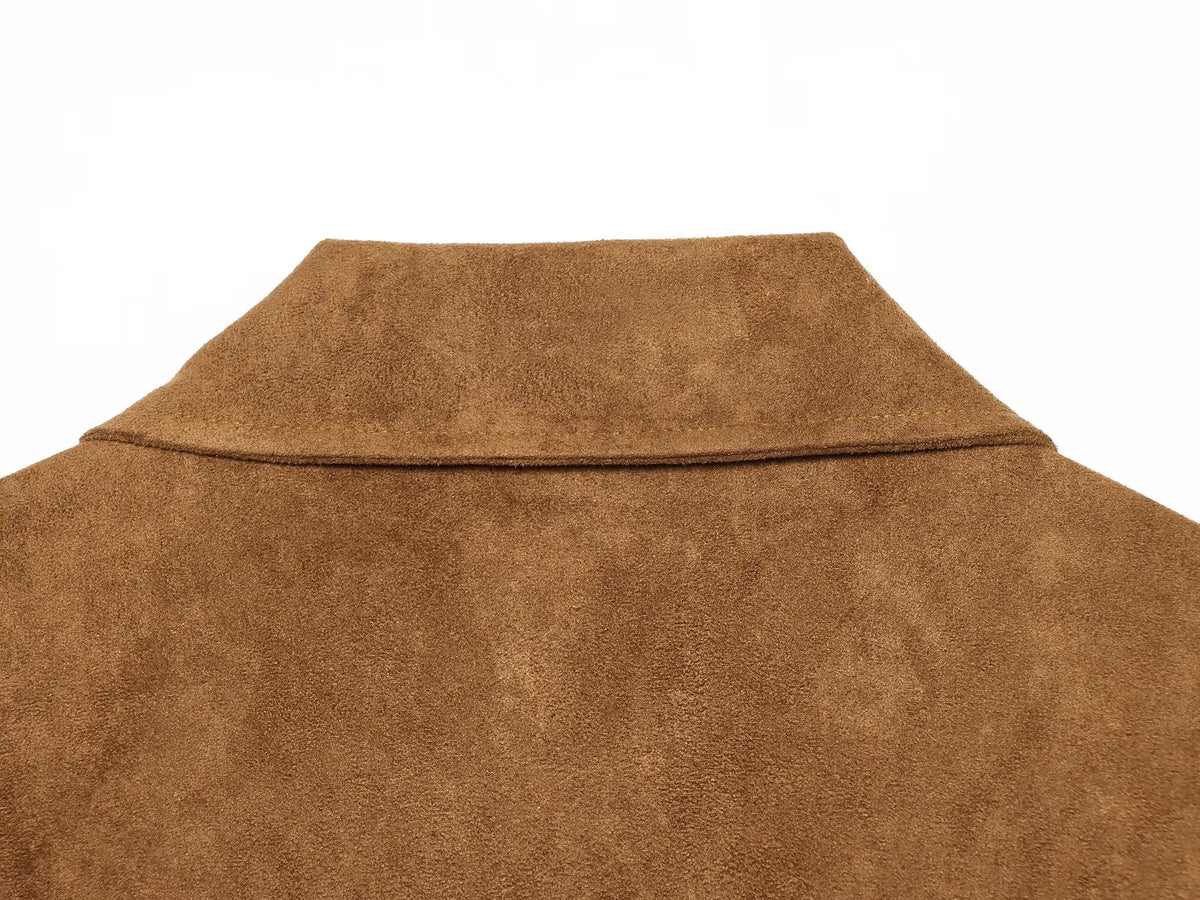 Women's with belt suede texture jacket Coat