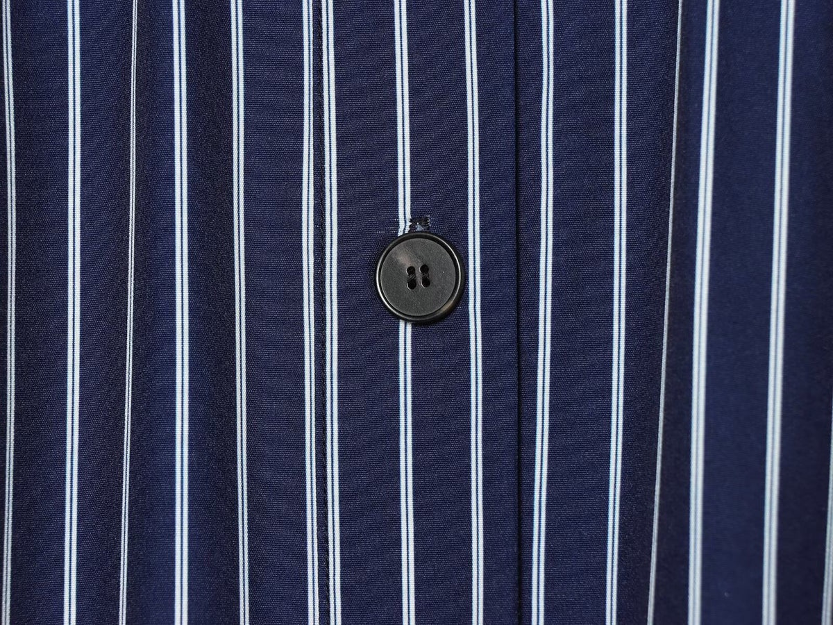 Women's with drawstring striped stand collar shirt