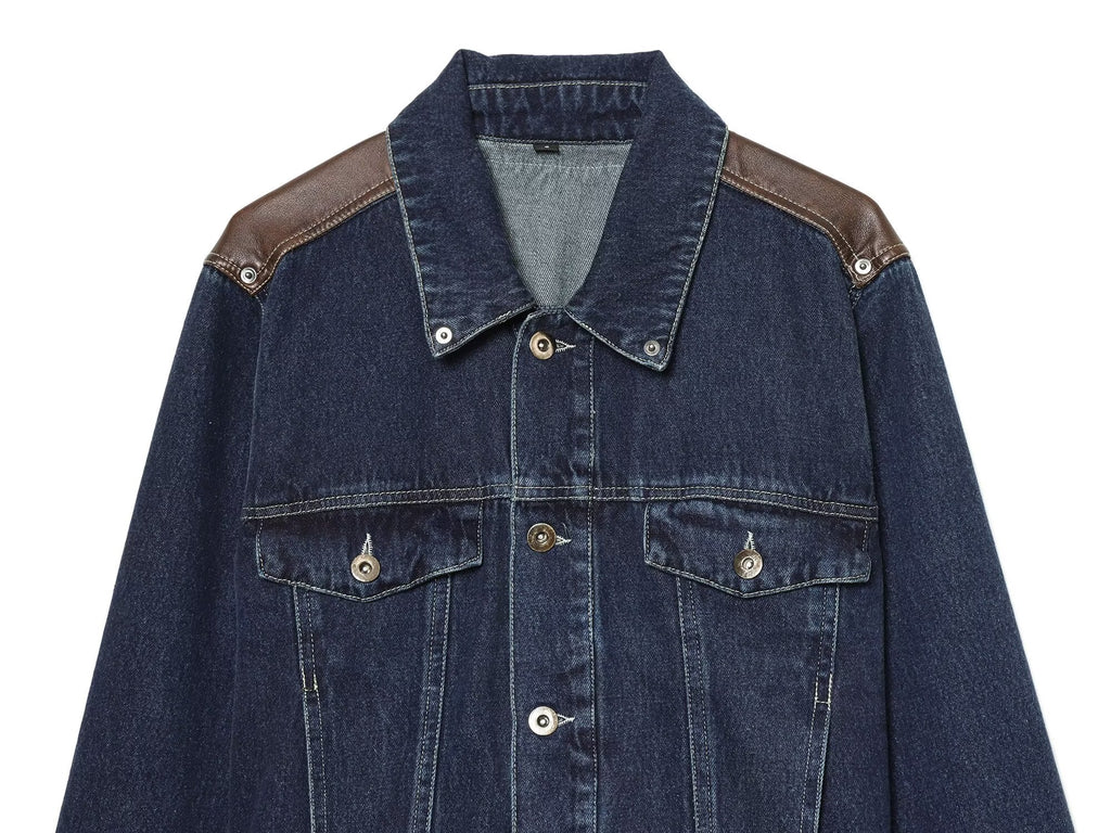 suit Women's 2 pieces denim leather effect jacket Coat+Jeans