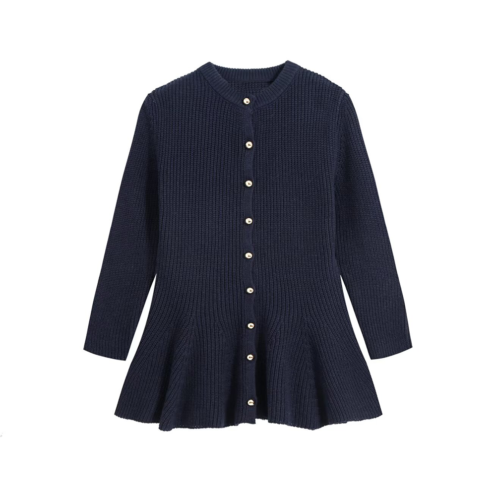 Women's A-line hem short skirt style knitted Coat