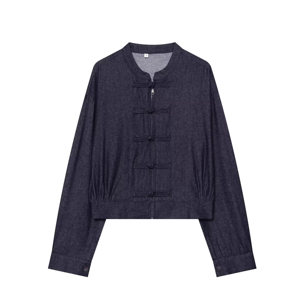 Women's rope knot decorative denim jacket