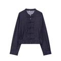 Women's rope knot decorative denim jacket