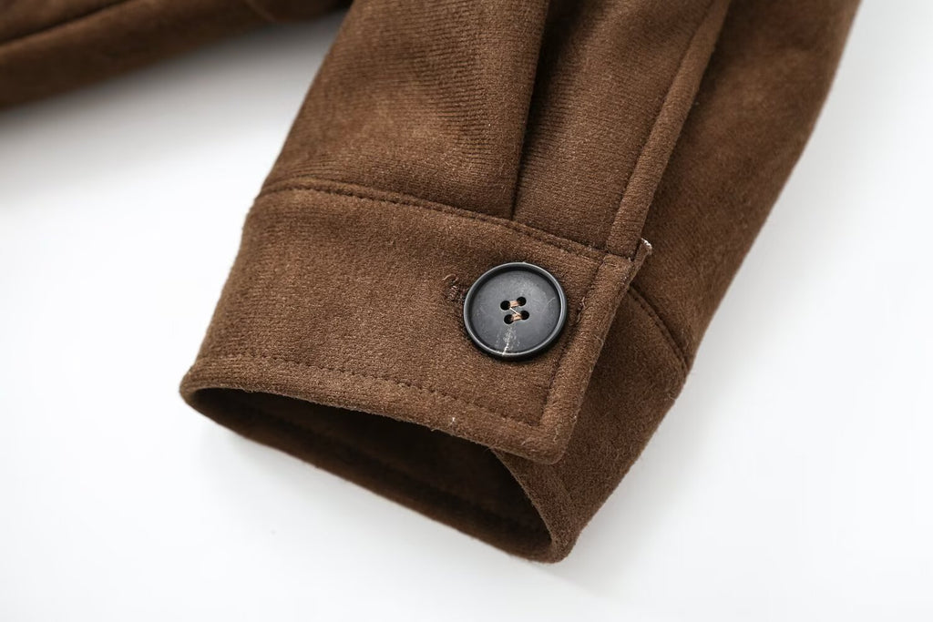 Women's with belt suede textured jacket Coat