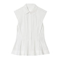 Women's sleeveless pleated button up shirt