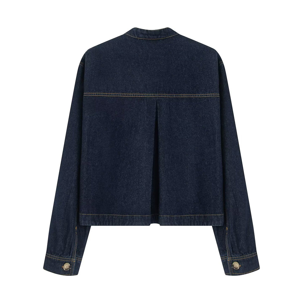 Women's casual stand collar twill coat