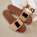 Women's new thin linen woven slippers have a shoe box