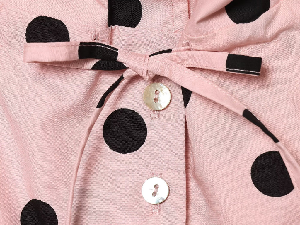 Women's lace up decorative casual polka dot Coat